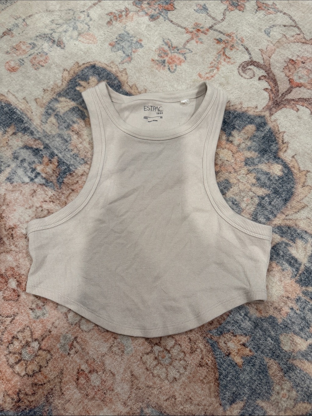 PacSun Light Beige Ribbed Racerback Crop Tank